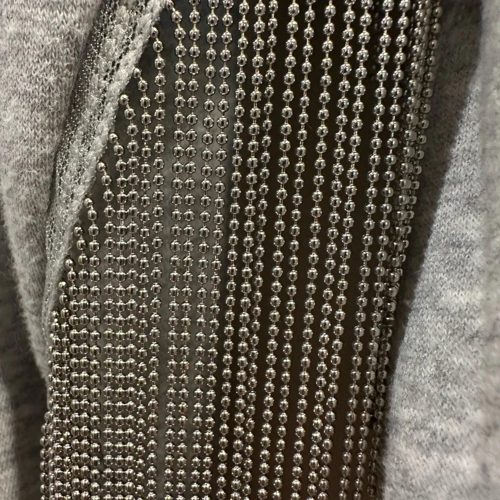 H&M Gray Ball Chain Fringe Sweatshirt NWOT Size M - Picture 9 of 9